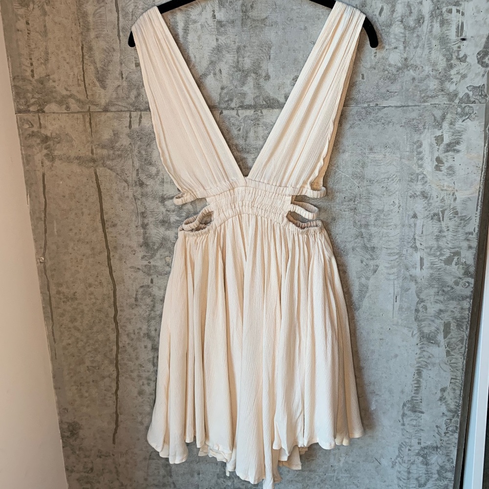 Cream Bohemian Cutout Dress
